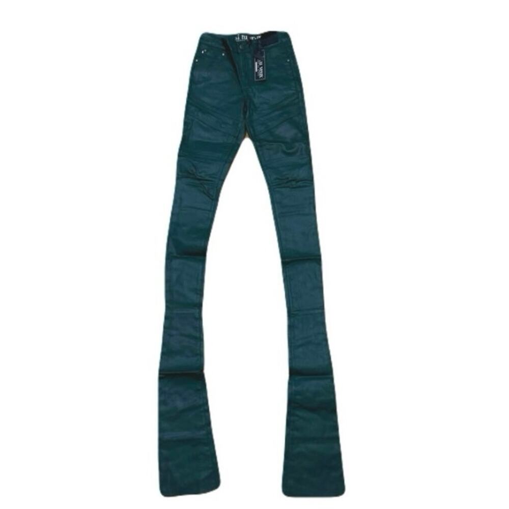 Si Tu Veux Hunter Green Wax Gordon Jeans Superstack Size 38